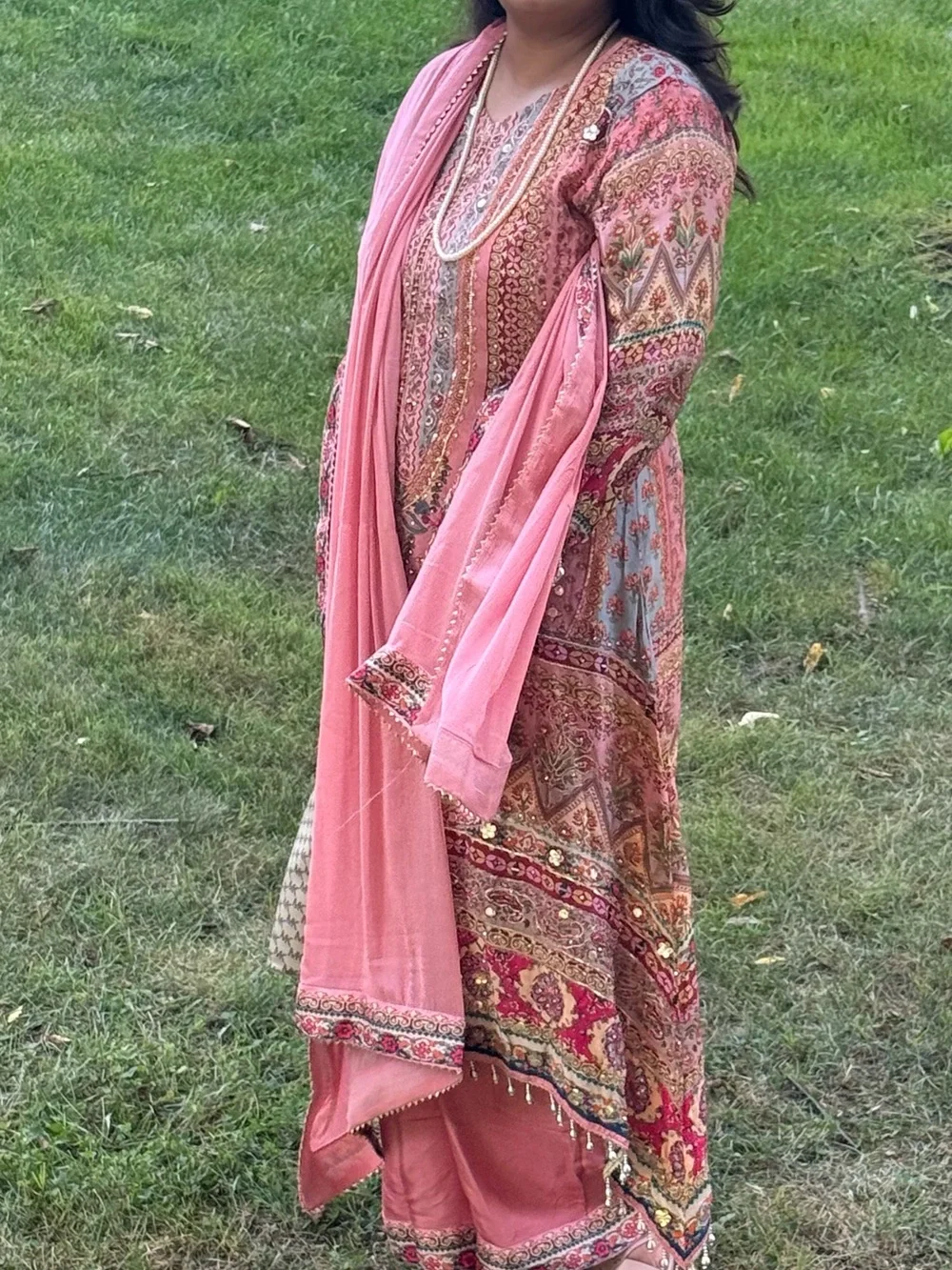 Women's Pink Embroidered Ethnic Dress with Dupatta